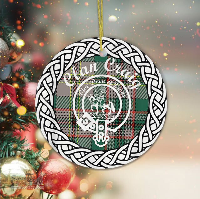 Craig Clan Tartan Crest Badge Plaid Ornament Gift. Christmas Tree Ornament Craig Clan Tartan Ornament Great Christmas Ornaments Gift