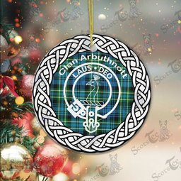 Arbuthnott Clan Tartan Crest Badge Plaid Ornament Gift. Christmas Tree Ornament Arbuthnott Clan Tartan Ornament Great Christmas Ornaments Gift