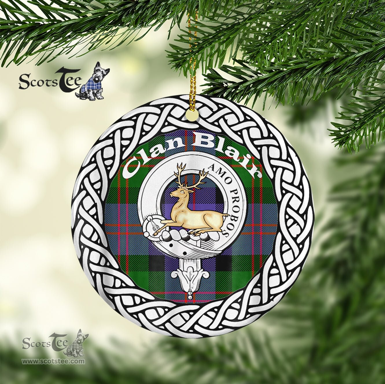 Blair Clan Tartan Crest Badge Plaid Ornament Gift. Christmas Tree Ornament Tartan Ornament Great Christmas Ornaments Gift