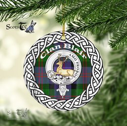 Blair Clan Tartan Crest Badge Plaid Ornament Gift. Christmas Tree Ornament Tartan Ornament Great Christmas Ornaments Gift