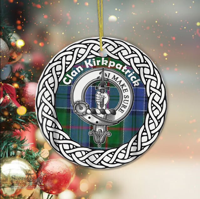 Kirkpatrick Scottish Clan Tartan Crest Badge Old Plaid Ornament Gift. Christmas Tree Ornament Tartan Ornament Great Christmas Ornaments Gift