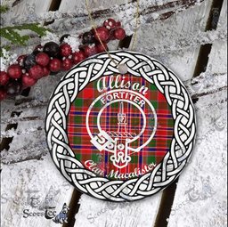 Allison Clan Tartan Crest Badge Plaid Ornament Gift. Christmas Tree Ornament Allison Clan Tartan Ornament Great Christmas Ornaments Gift
