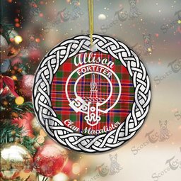 Allison Clan Tartan Crest Badge Plaid Ornament Gift. Christmas Tree Ornament Allison Clan Tartan Ornament Great Christmas Ornaments Gift