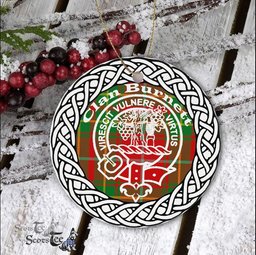 Burnett Clan Tartan Crest Badge Plaid Ornament Gift. Christmas Tree Ornament Burnett Clan Tartan Ornament Great Christmas Ornaments Gift