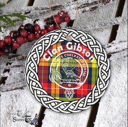 Gibson Clan Tartan Crest Badge Plaid Ornament Gift. Christmas Tree Ornament Tartan Ornament Great Christmas Ornaments Gift