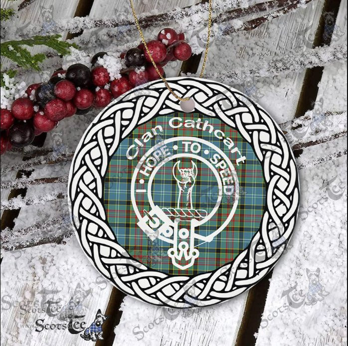 Cathcart Clan Tartan Crest Badge Plaid Ornament Gift. Christmas Tree Ornament Cathcart Clan Tartan Ornament Great Christmas Ornaments Gift