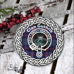 Guthrie Modern Clan Tartan Crest Badge Plaid Ornament Gift. Christmas Tree Ornament Tartan Ornament Great Christmas Ornaments Gift