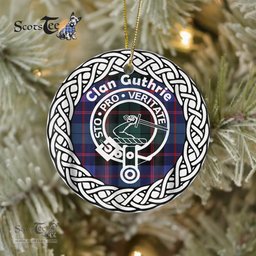 Guthrie Modern Clan Tartan Crest Badge Plaid Ornament Gift. Christmas Tree Ornament Tartan Ornament Great Christmas Ornaments Gift