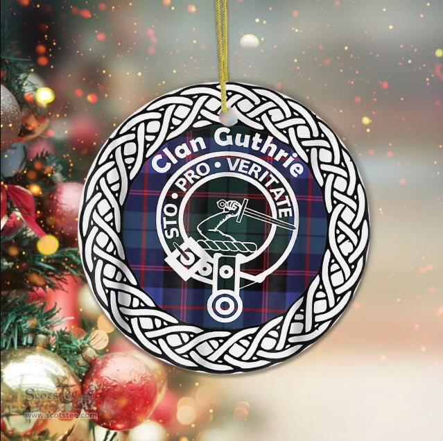 Guthrie Modern Clan Tartan Crest Badge Plaid Ornament Gift. Christmas Tree Ornament Tartan Ornament Great Christmas Ornaments Gift