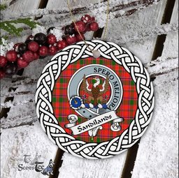 Sandilands Scottish Clan Crest and Celtic Tartan Ceramic Ornament Plaid Christmas Ornament Gifts