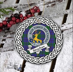 Strachan Scottish Clan Crest and Celtic Tartan Ceramic Ornament Plaid Christmas Ornament Gifts