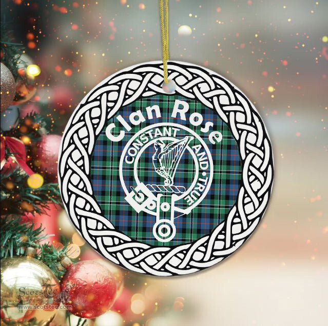 Rose Hunting Scottish Clan Crest and Celtic Tartan Ceramic Ornament Plaid Christmas Ornament Gifts