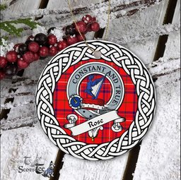 Rose Scottish Clan Crest and Celtic Tartan Ceramic Ornament Plaid Christmas Ornament Gifts
