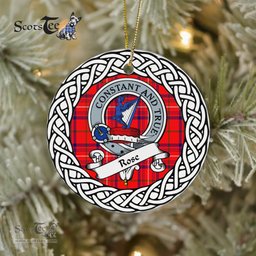 Rose Scottish Clan Crest and Celtic Tartan Ceramic Ornament Plaid Christmas Ornament Gifts