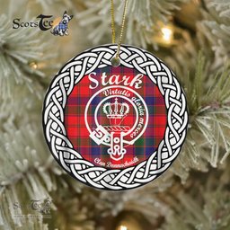 Stark Scottish Clan Crest and Celtic Tartan Ceramic Ornament Plaid Christmas Ornament Gifts