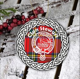 Stewart Scottish Clan Crest and Celtic Tartan Ceramic Ornament Plaid Christmas Ornament Gifts