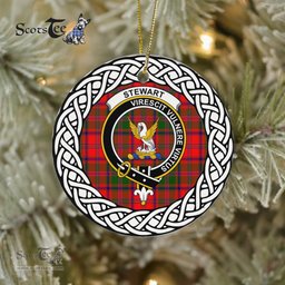 Stewart High Stewards Scottish Clan Crest and Celtic Tartan Ceramic Ornament Plaid Christmas Ornament Gifts