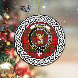 Stewart High Stewards Scottish Clan Crest and Celtic Tartan Ceramic Ornament Plaid Christmas Ornament Gifts