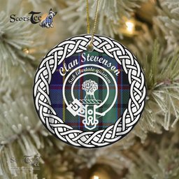 Stevenson Scottish Clan Crest and Celtic Tartan Ceramic Ornament Plaid Christmas Ornament Gifts