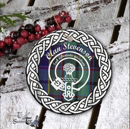 Stevenson Scottish Clan Crest and Celtic Tartan Ceramic Ornament Plaid Christmas Ornament Gifts