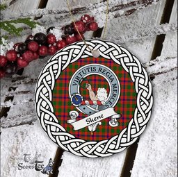 Skene Scottish Clan Crest and Celtic Tartan Ceramic Ornament Plaid Christmas Ornament Gifts