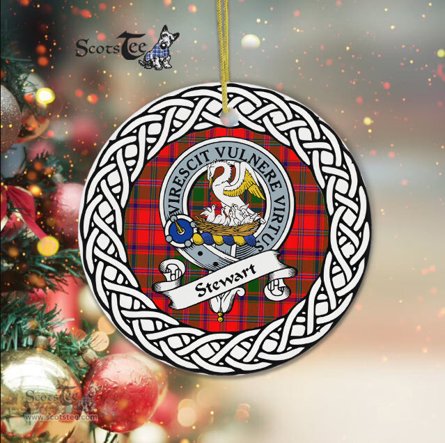 Stewart Of Appin Scottish Clan Crest and Celtic Tartan Ceramic Ornament Plaid Christmas Ornament Gifts