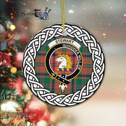 Stewart Of Appin Scottish Clan Crest and Celtic Tartan Ceramic Ornament Plaid Christmas Ornament Gifts