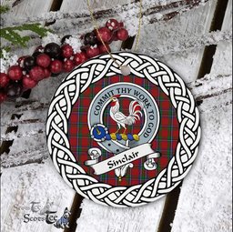 Sinclair Scottish Clan Crest and Celtic Tartan Ceramic Ornament Plaid Christmas Ornament Gifts
