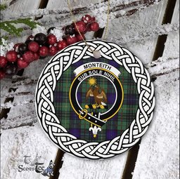 Monteith Scottish Clan Crest and Celtic Tartan Ceramic Ornament Plaid Christmas Ornament Gifts