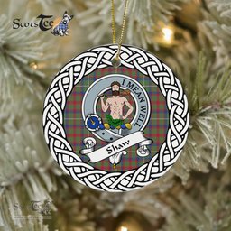 Shaw Of Sauchie Scottish Clan Crest and Celtic Tartan Ceramic Ornament Plaid Christmas Ornament Gifts