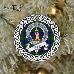 Shaw Of Tordarroch Scottish Clan Crest and Celtic Tartan Ceramic Ornament Plaid Christmas Ornament Gifts