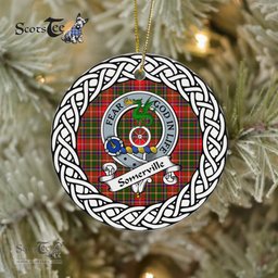 Somerville Scottish Clan Crest and Celtic Tartan Ceramic Ornament Plaid Christmas Ornament Gifts