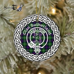 Sutherland Scottish Clan Crest and Celtic Tartan Ceramic Ornament Plaid Christmas Ornament Gifts