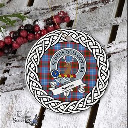 Spens Scottish Clan Crest and Celtic Tartan Ceramic Ornament Plaid Christmas Ornament Gifts