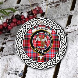 Straiton Scottish Clan Crest and Celtic Tartan Ceramic Ornament Plaid Christmas Ornament Gifts