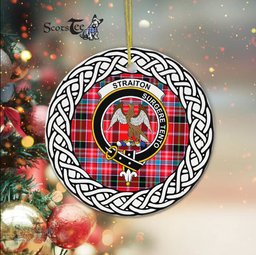 Straiton Scottish Clan Crest and Celtic Tartan Ceramic Ornament Plaid Christmas Ornament Gifts