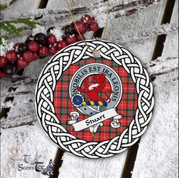 Stuart Scottish Clan Crest and Celtic Tartan Ceramic Ornament Plaid Christmas Ornament Gifts