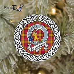 Scrymgeour Scottish Clan Crest and Celtic Tartan Ceramic Ornament Plaid Christmas Ornament Gifts
