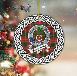 Somerville Scottish Clan Crest and Celtic Tartan Ceramic Ornament Plaid Christmas Ornament Gifts