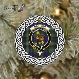 Monteith Scottish Clan Crest and Celtic Tartan Ceramic Ornament Plaid Christmas Ornament Gifts