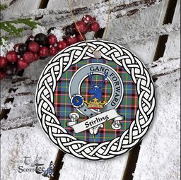 Stirling Scottish Clan Crest and Celtic Tartan Ceramic Ornament Plaid Christmas Ornament Gifts