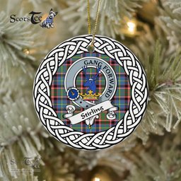Stirling Scottish Clan Crest and Celtic Tartan Ceramic Ornament Plaid Christmas Ornament Gifts