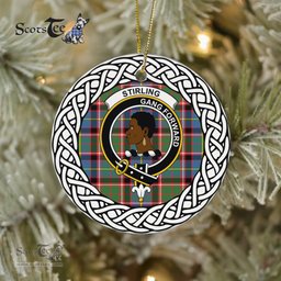 Stirling Of Keir Scottish Clan Crest and Celtic Tartan Ceramic Ornament Plaid Christmas Ornament Gifts