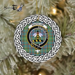 Whitelaw Scottish Clan Crest and Celtic Tartan Ceramic Ornament Plaid Christmas Ornament Gifts