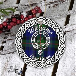 Williams Scottish Clan Crest and Celtic Tartan Ceramic Ornament Plaid Christmas Ornament Gifts