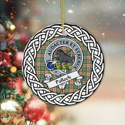 Pollock Scottish Clan Crest and Celtic Tartan Ceramic Ornament Plaid Christmas Ornament Gifts