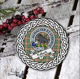 Pollock Scottish Clan Crest and Celtic Tartan Ceramic Ornament Plaid Christmas Ornament Gifts