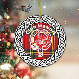 Stewart Scottish Clan Crest and Celtic Tartan Ceramic Ornament Plaid Christmas Ornament Gifts