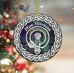 Stevenson Scottish Clan Crest and Celtic Tartan Ceramic Ornament Plaid Christmas Ornament Gifts