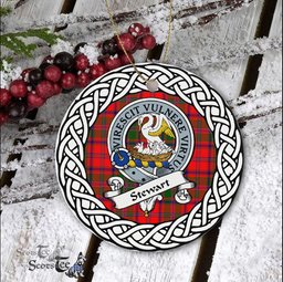 Stewart Of Appin Scottish Clan Crest and Celtic Tartan Ceramic Ornament Plaid Christmas Ornament Gifts